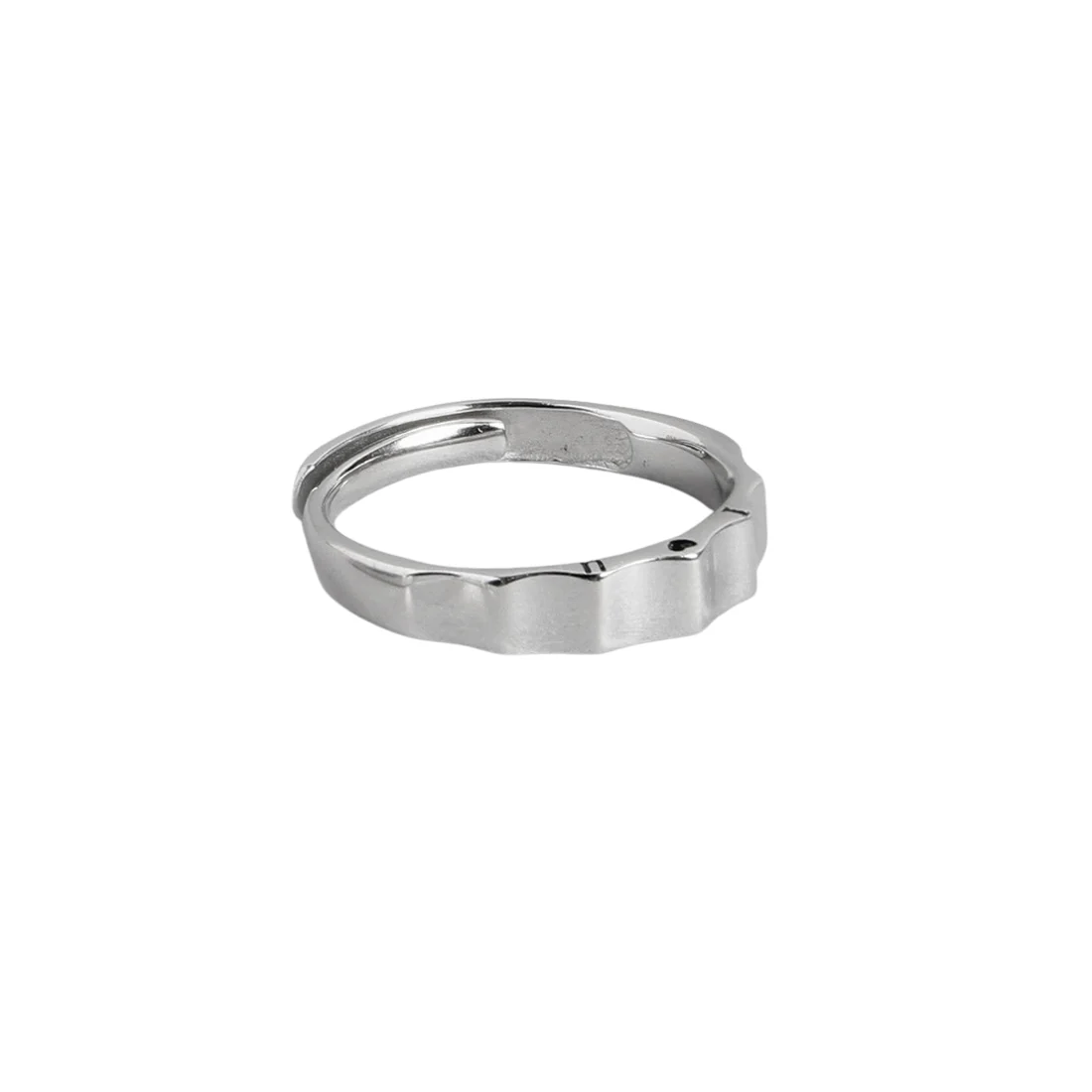 Minimalistic Rhodium Plated 925 Sterling Silver Ring For Him (Adjustable) - Image 4