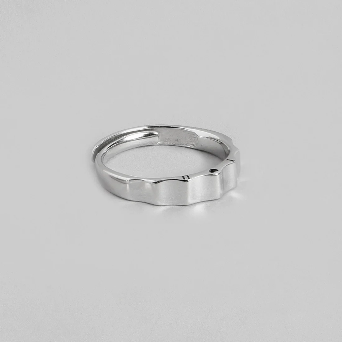 Minimalistic Rhodium Plated 925 Sterling Silver Ring For Him (Adjustable) - Image 5
