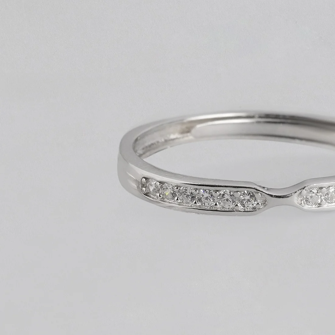 Classic CZ Rhodium Plated 925 Sterling Silver Women Ring (Adjustable) - Image 7