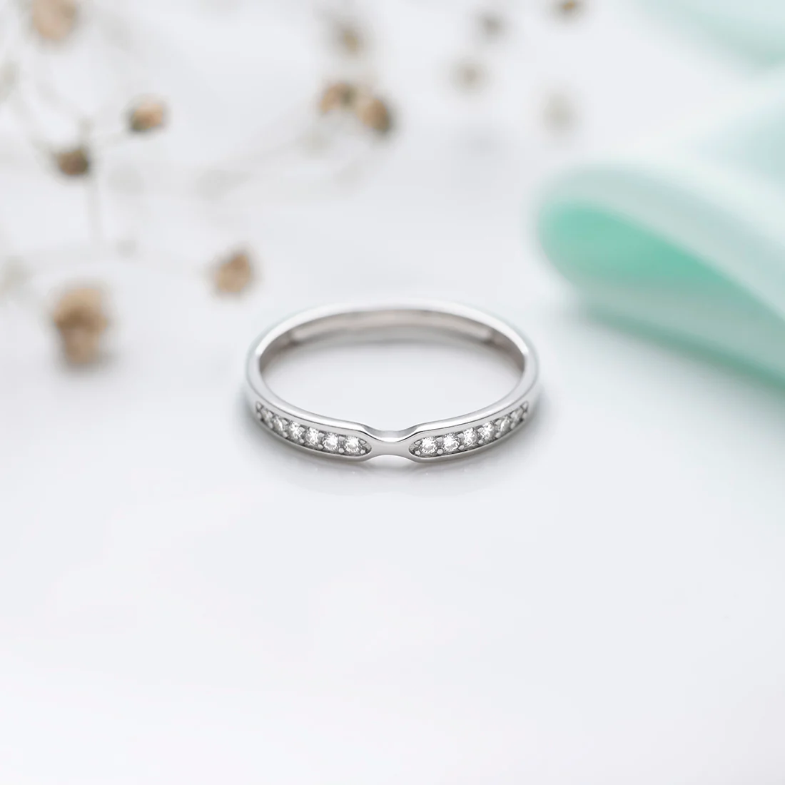 Classic CZ Studded 925 Sterling Silver Rhodium Plated Ring For Him (Adjustable)