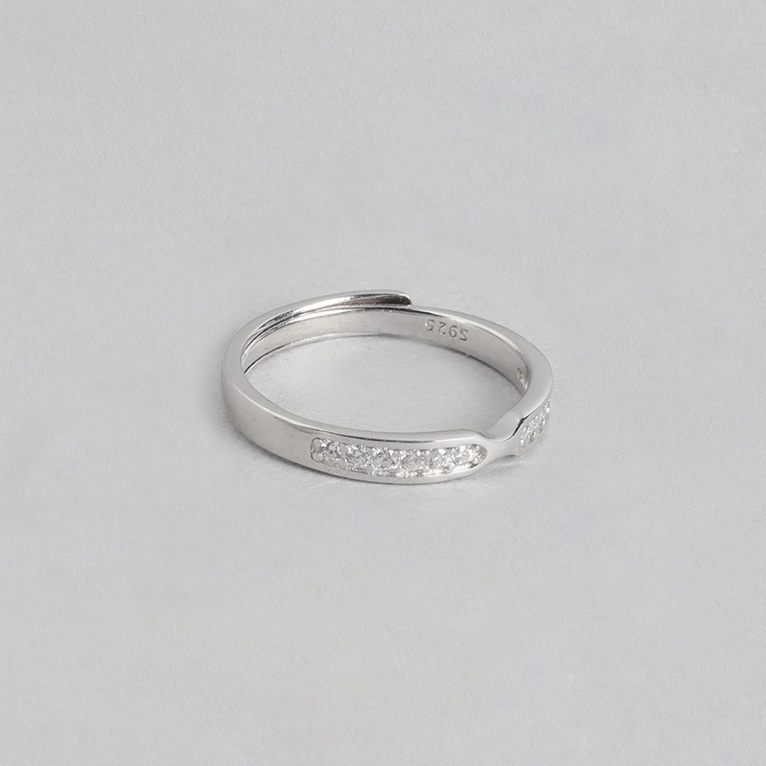 Classic CZ Studded 925 Sterling Silver Rhodium Plated Ring For Him (Adjustable) - Image 5