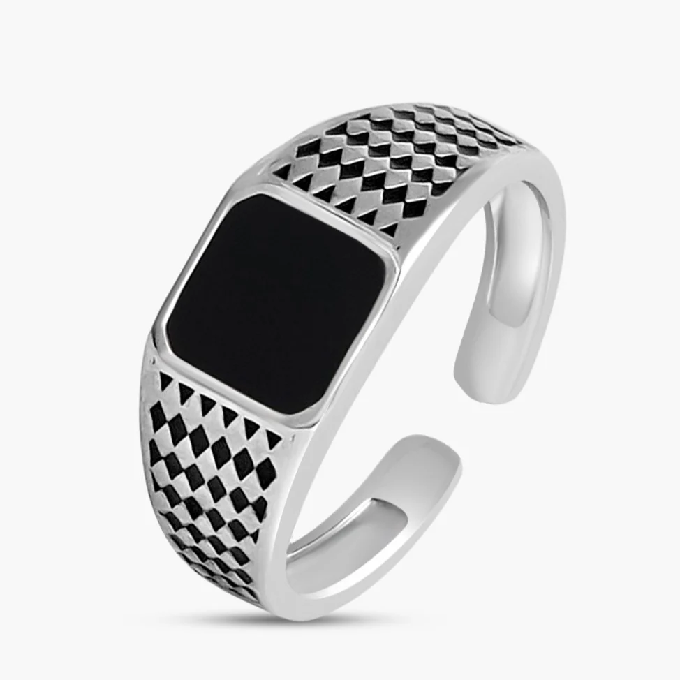 Classy Rhodium Plated 925 Sterling Silver Ring for Him (Adjustable) - Image 4
