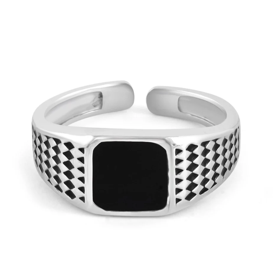 Classy Rhodium Plated 925 Sterling Silver Ring for Him (Adjustable) - Image 5
