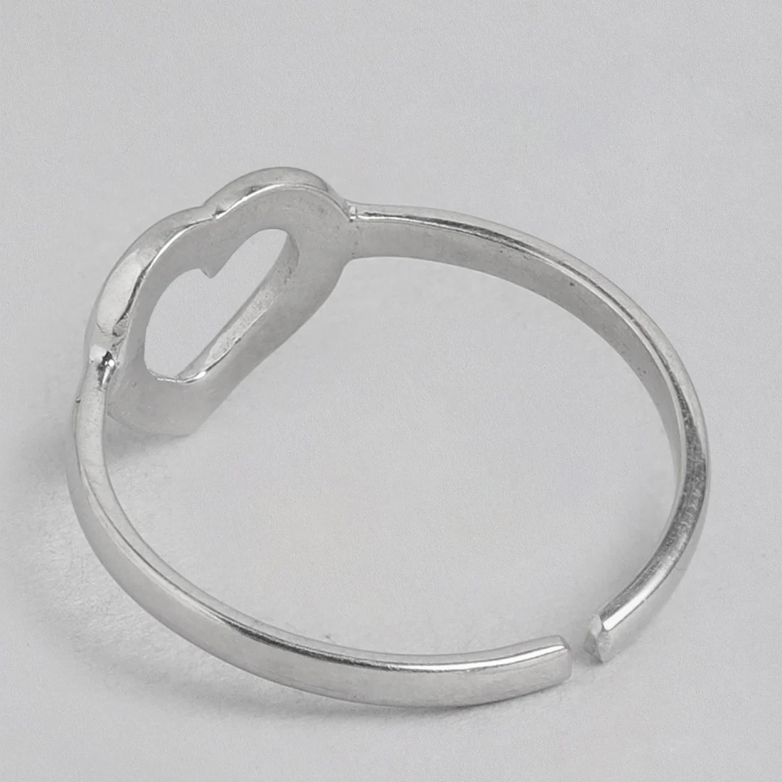 Rhodium Plated Heart 925 Sterling Silver Ring (Adjustable) - Image 6