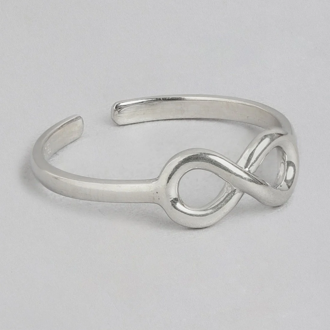 Infinity Rhodium Plated 925 Sterling Silver Ring (Adjustable) - Image 6