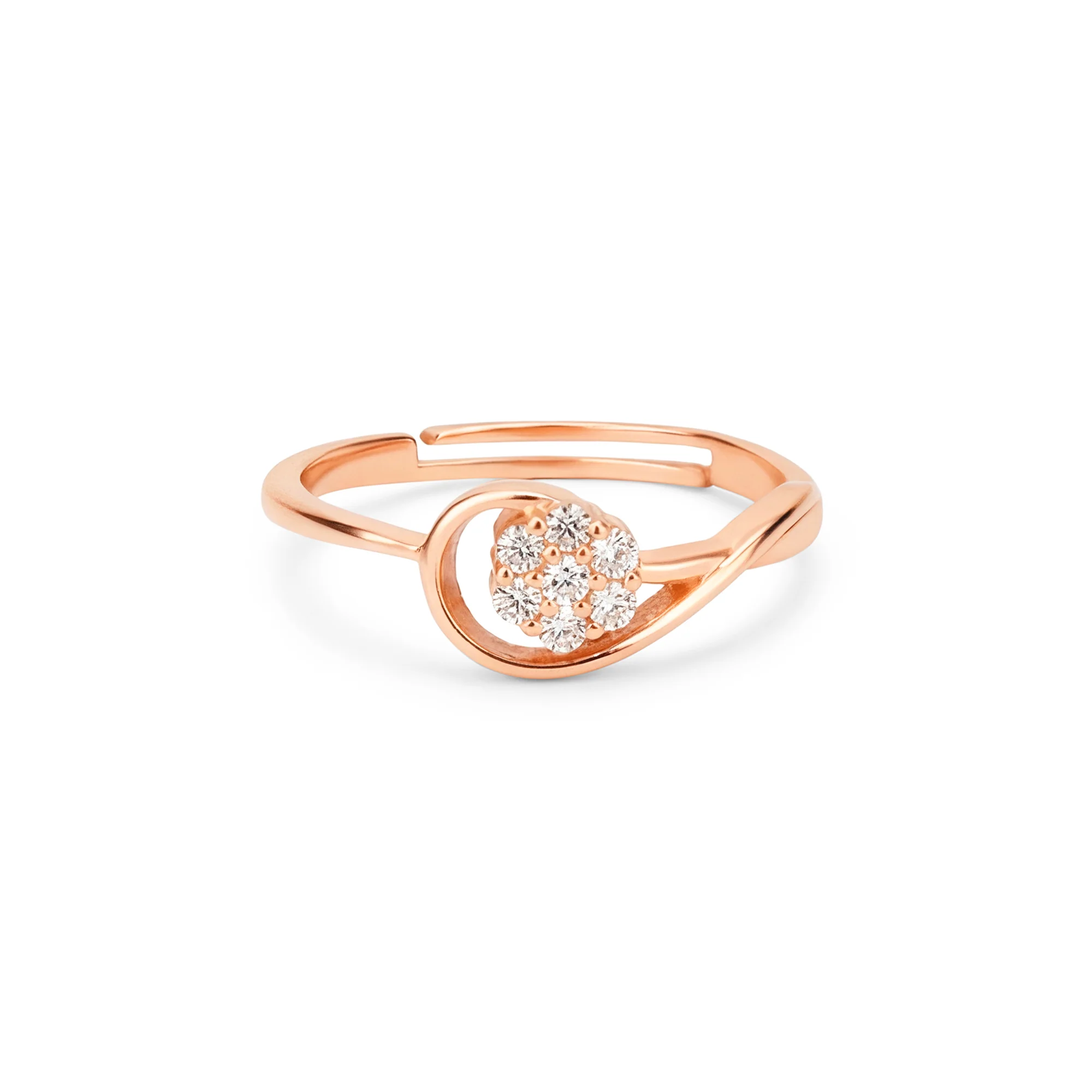 Blossom Orbit Rose Gold Plated 925 Silver Adjustable Ring - Image 5