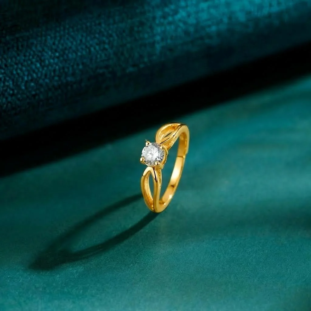 Minimal Solitaire Gold Plated Adjustable Ring - Image 6