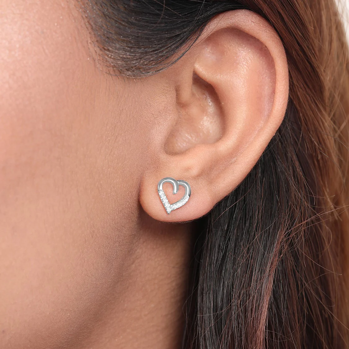 Romantic Heartbeats 925 Sterling Silver Rhodium-Plated Heart Earrings - Image 2