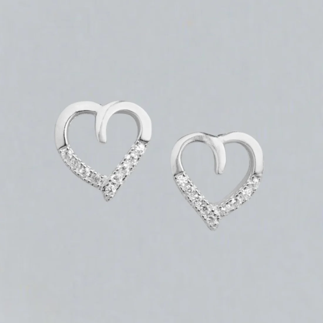 Romantic Heartbeats 925 Sterling Silver Rhodium-Plated Heart Earrings - Image 3