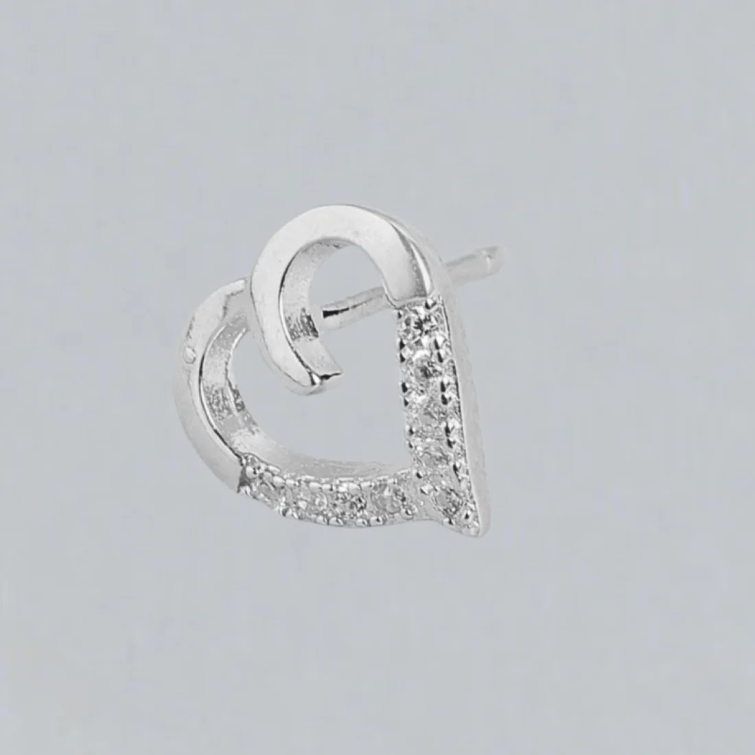 Romantic Heartbeats 925 Sterling Silver Rhodium-Plated Heart Earrings - Image 4