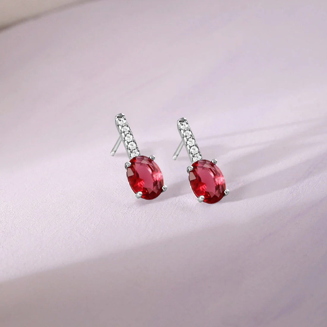 Romantic Pink Rhodium Plated 925 Sterling Silver Earrings - Image 2