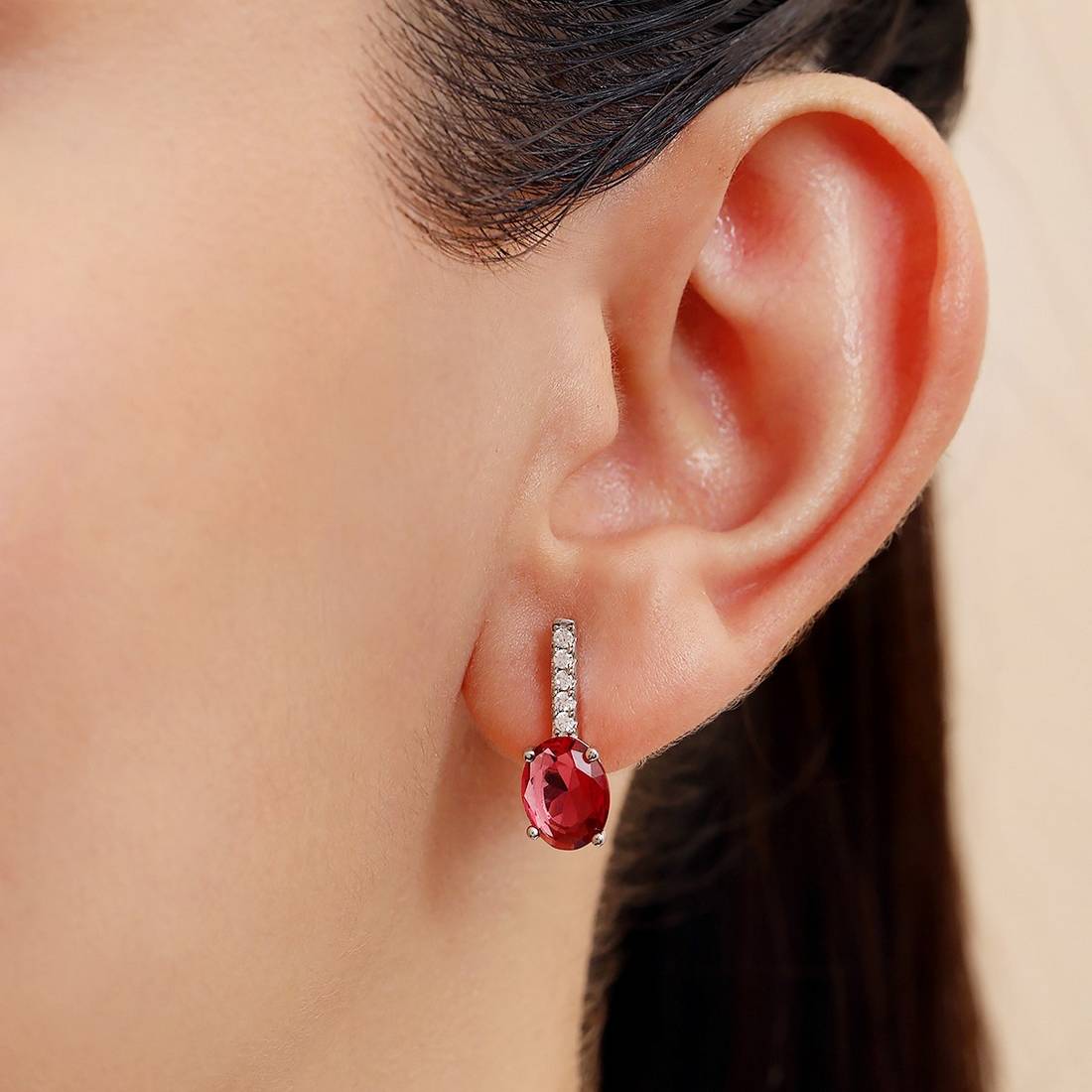 Romantic Pink Rhodium Plated 925 Sterling Silver Earrings - Image 3