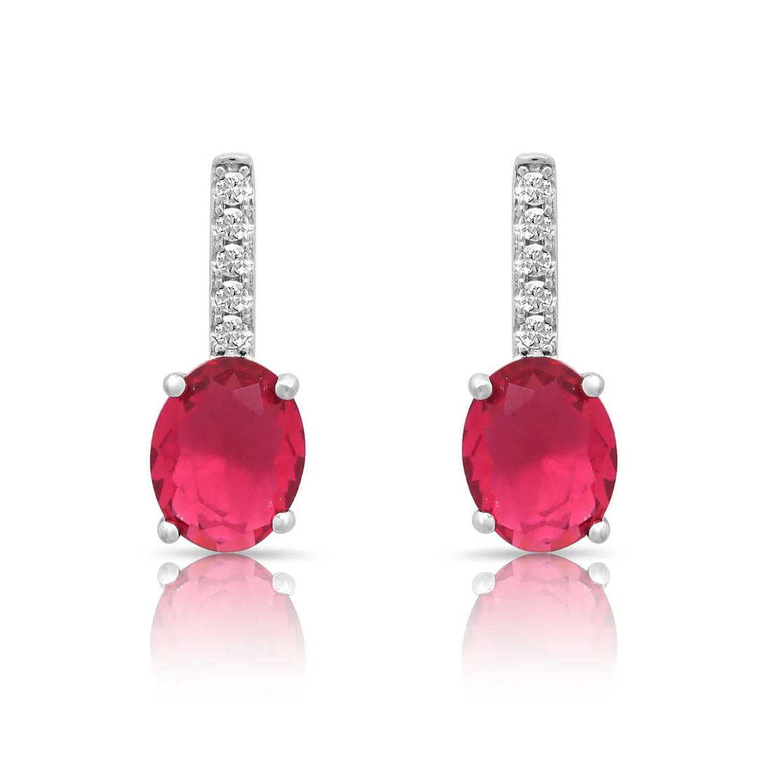 Romantic Pink Rhodium Plated 925 Sterling Silver Earrings - Image 4