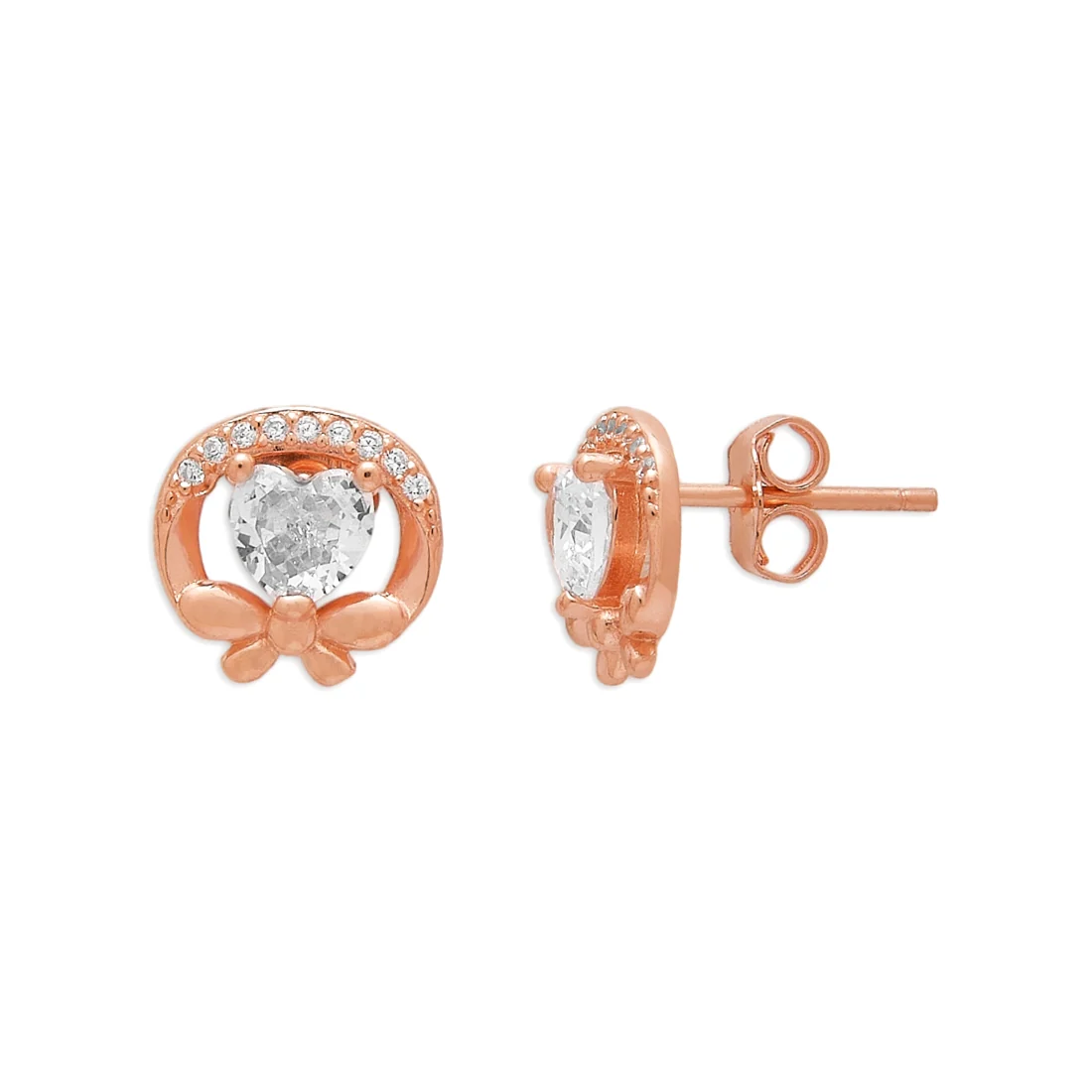 Romantic Rose Gold Plated 925 Sterling Silver Heart Earrings - Image 3