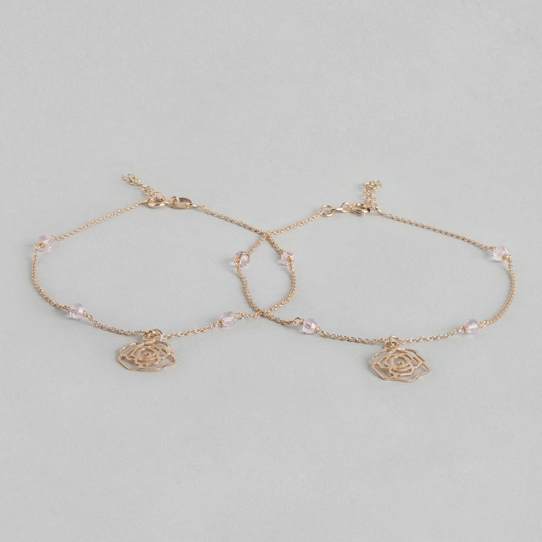 Rose Garden Delight 925 Sterling Silver Anklet with Cubic Zirconia - Image 3