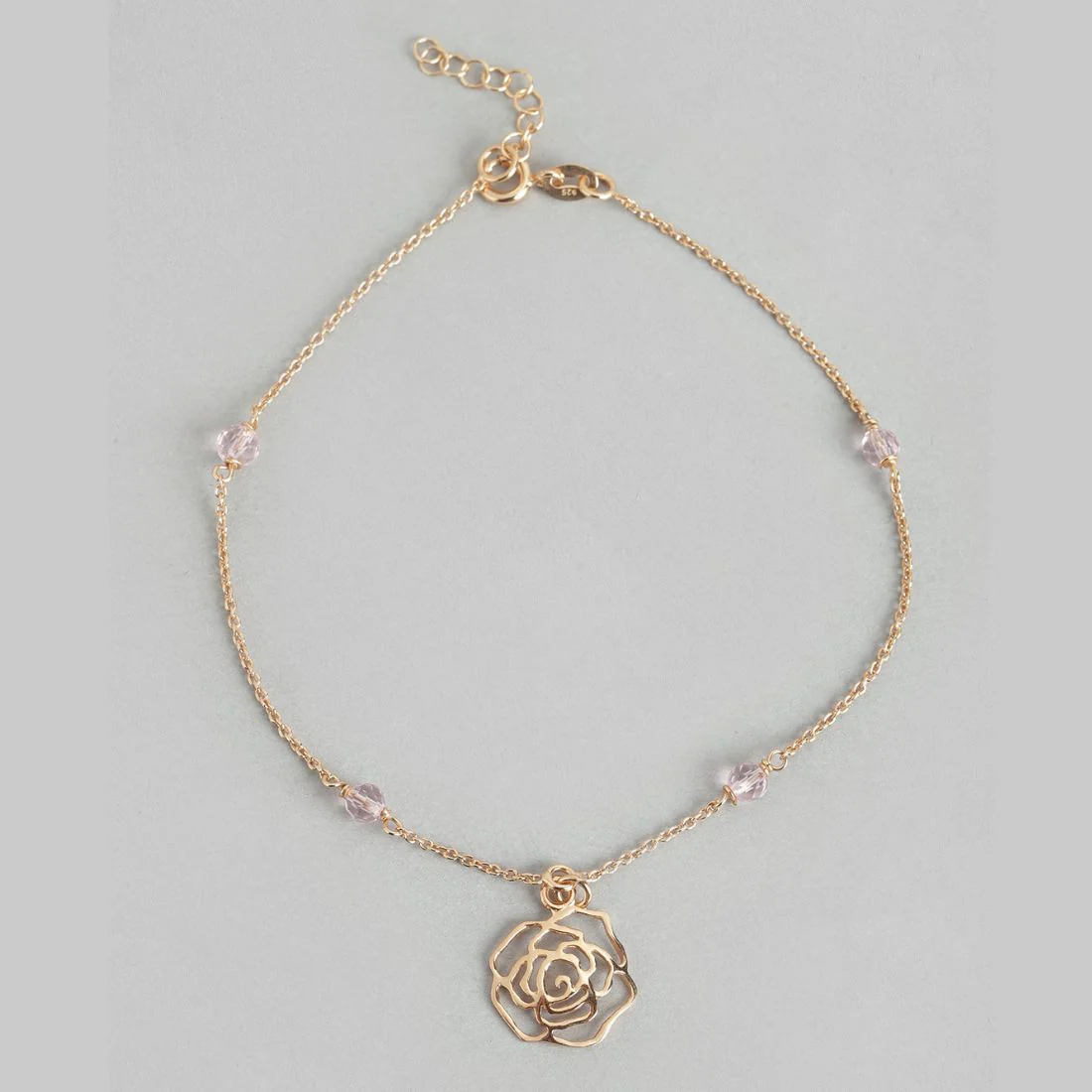 Rose Garden Delight 925 Sterling Silver Anklet with Cubic Zirconia - Image 4