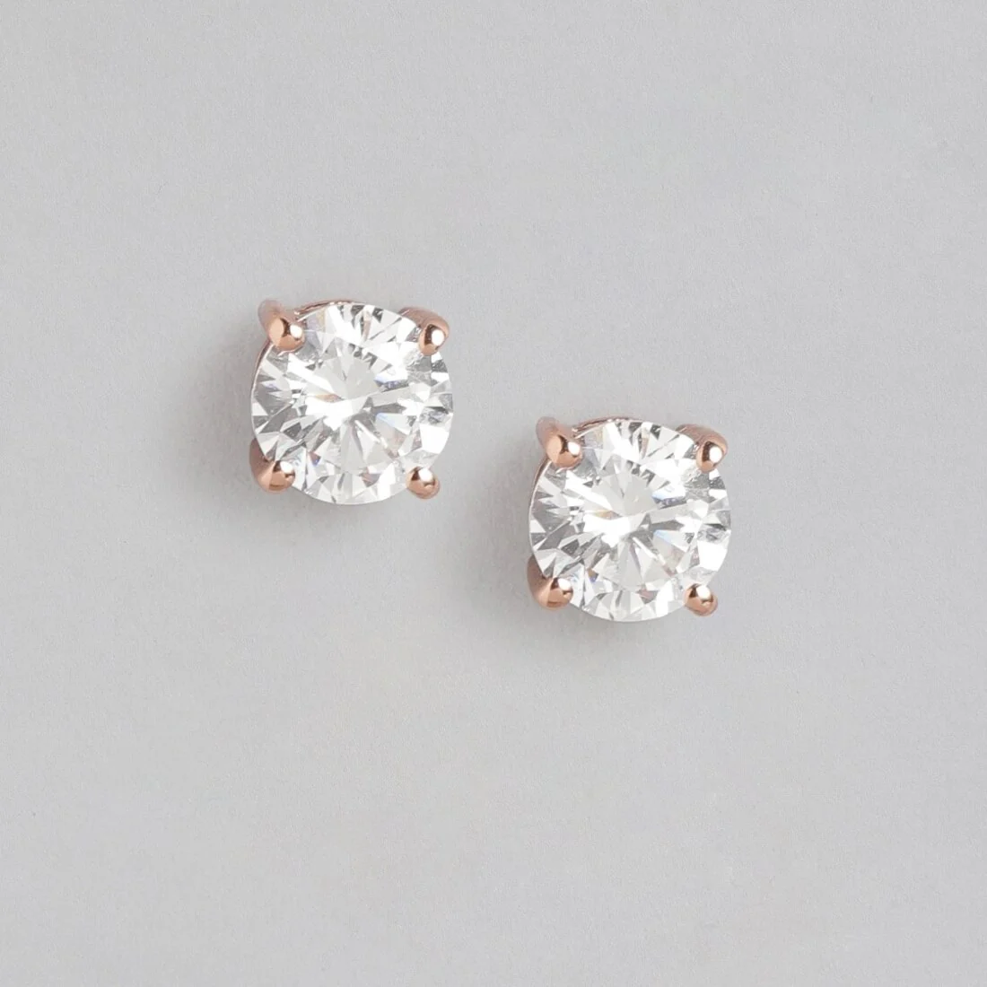 Rose Gold Alexis Solitaire 925 Sterling Silver Earrings - Image 5