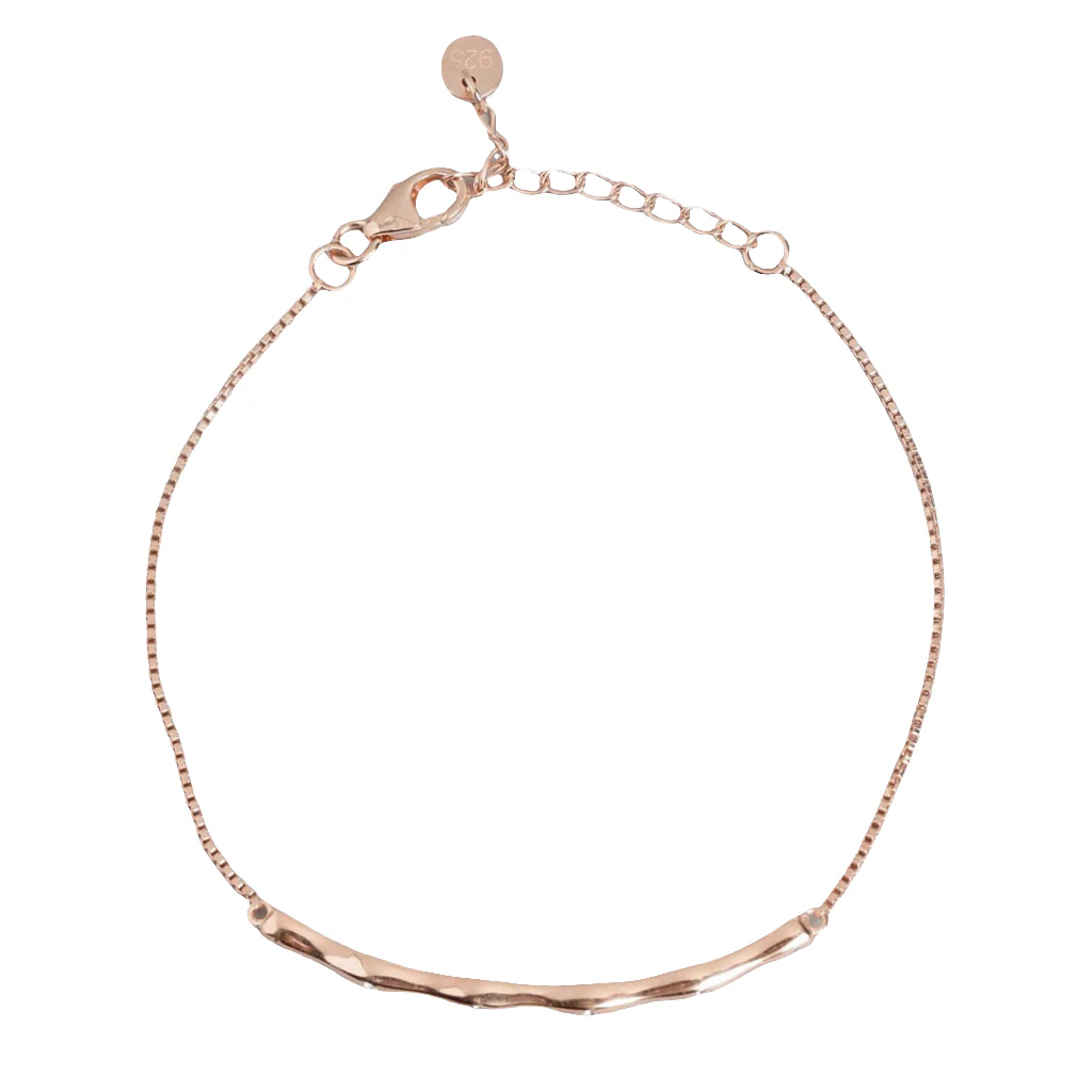 Rose Gold Bamboo Bliss 925 Sterling Silver Bracelet with Cubic Zirconia - Image 3