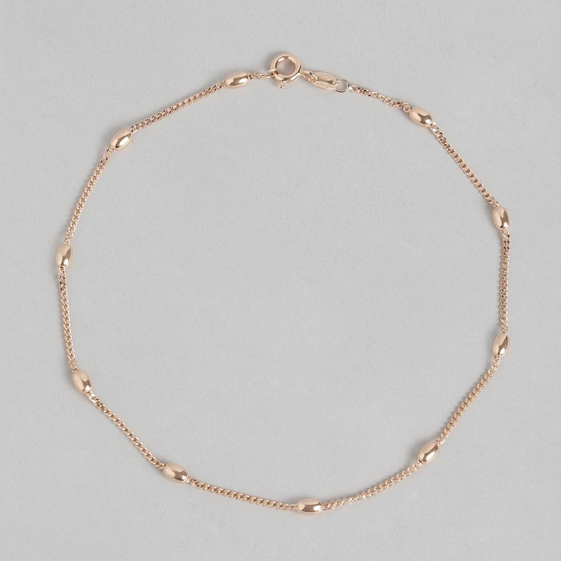 Rose Gold Beaded 925 Sterling Silver Anklet - Image 5