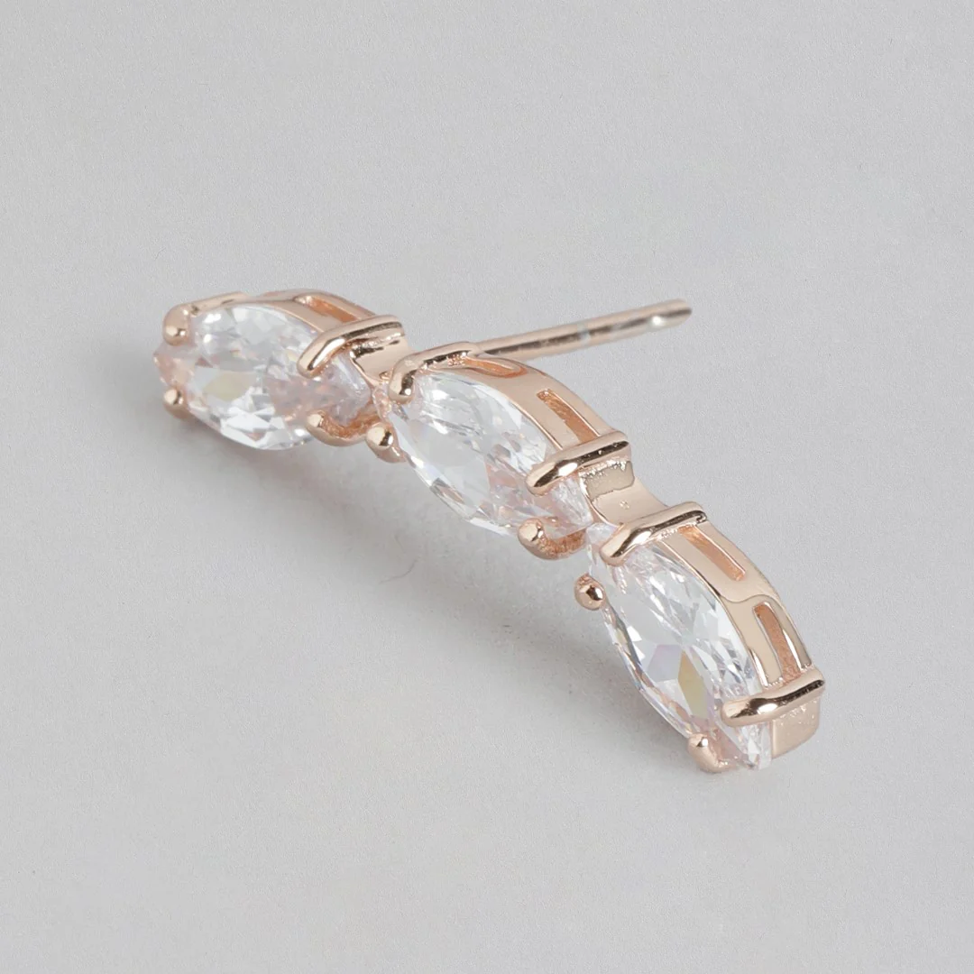 Rose Gold Brilliance Cubic Zirconia 925 Sterling Silver Earrings - Image 4