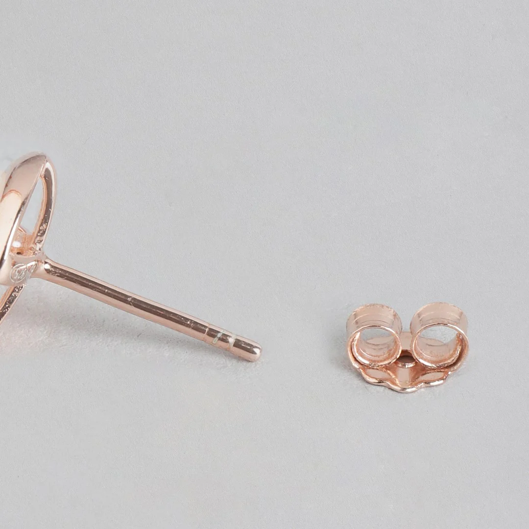 Rose Gold Elegance Freshwater Pearl 925 Sterling Silver Stud Earrings - Image 5