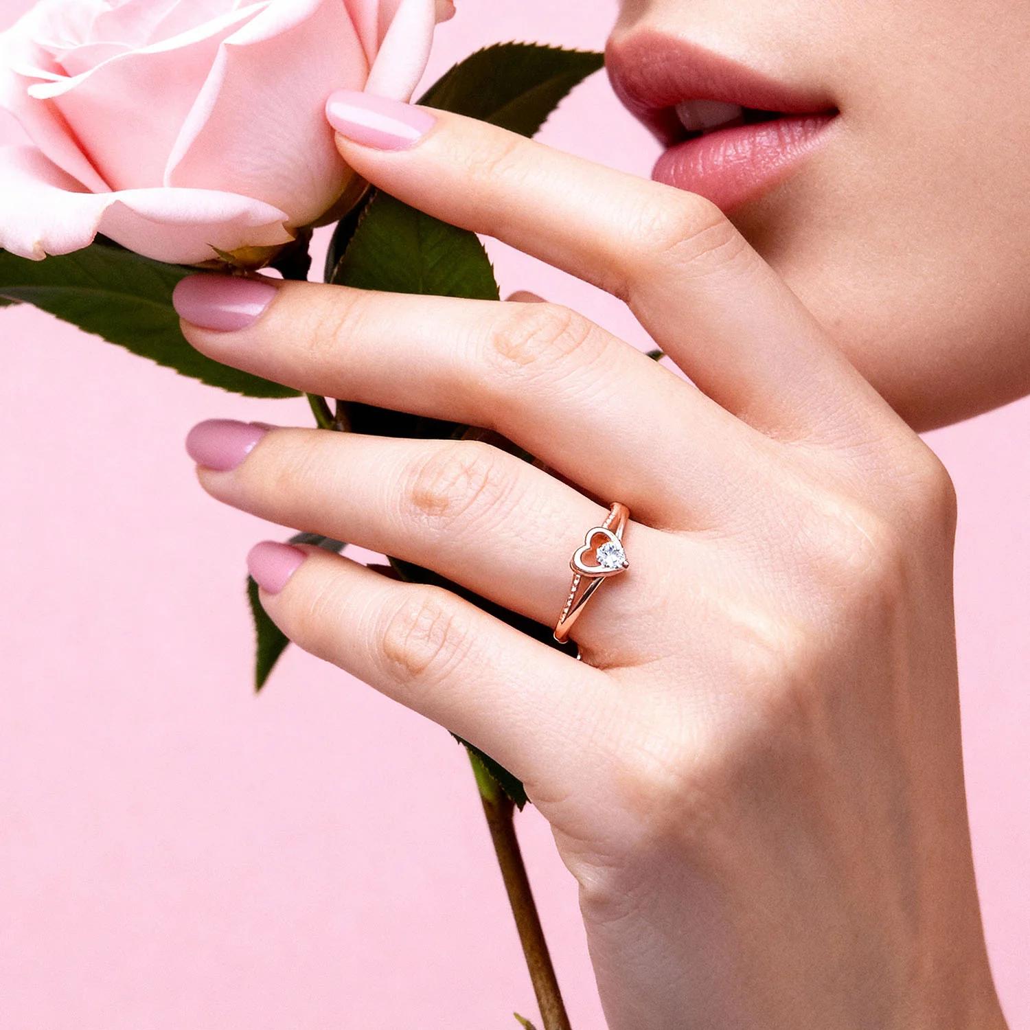 Beloved Rose Gold Plated 925 Sterling Silver Ring (Adjustable) - Image 3