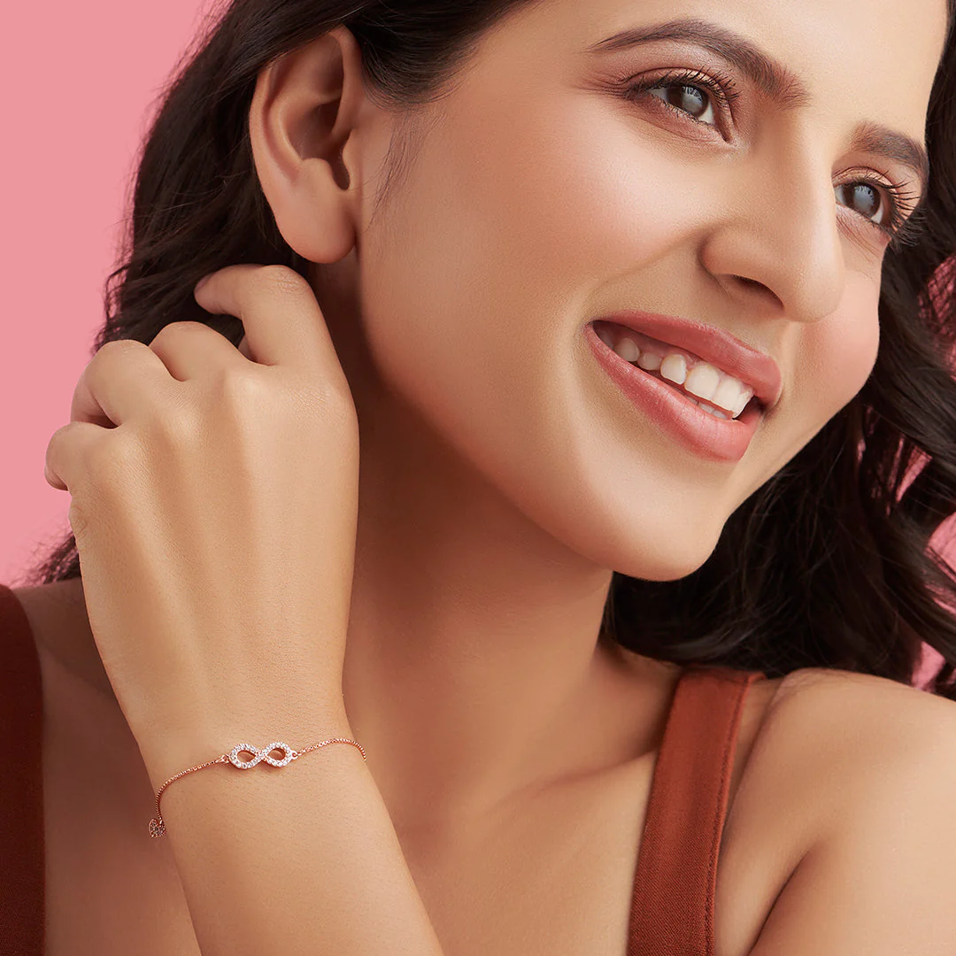 Rose Gold Minimal Infinity 925 Silver Bracelet Gift Hamper - Image 7