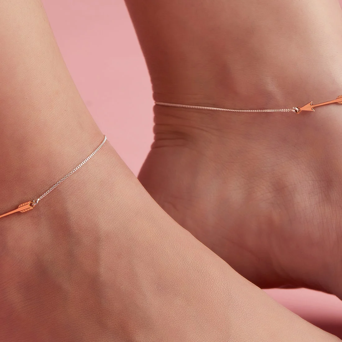 Rose gold plated arrow 925 Sterling Anklets - Image 3