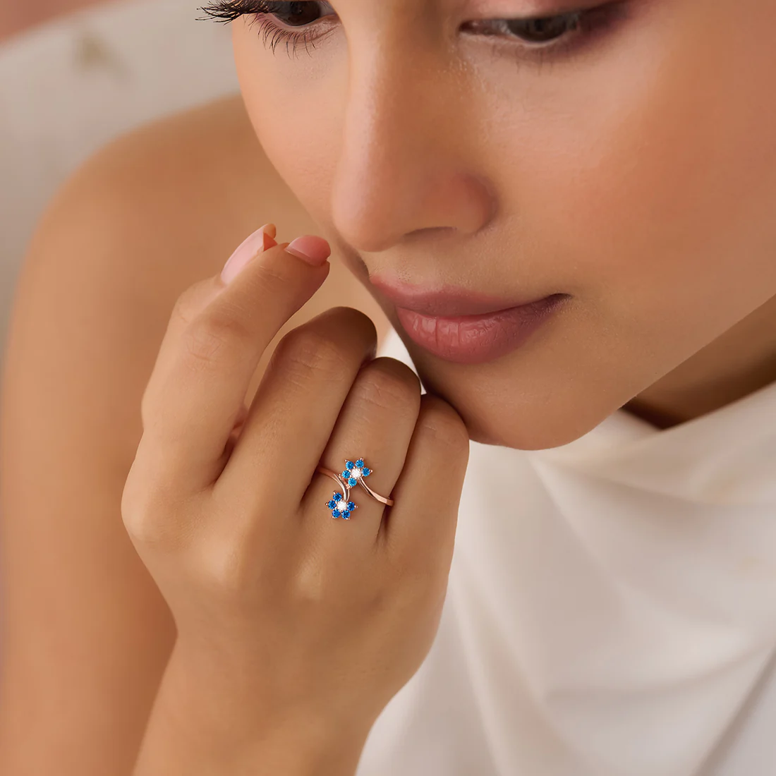 The Summer Sky Blooms Rose Gold Plated Ring (Adjustable) - Image 3