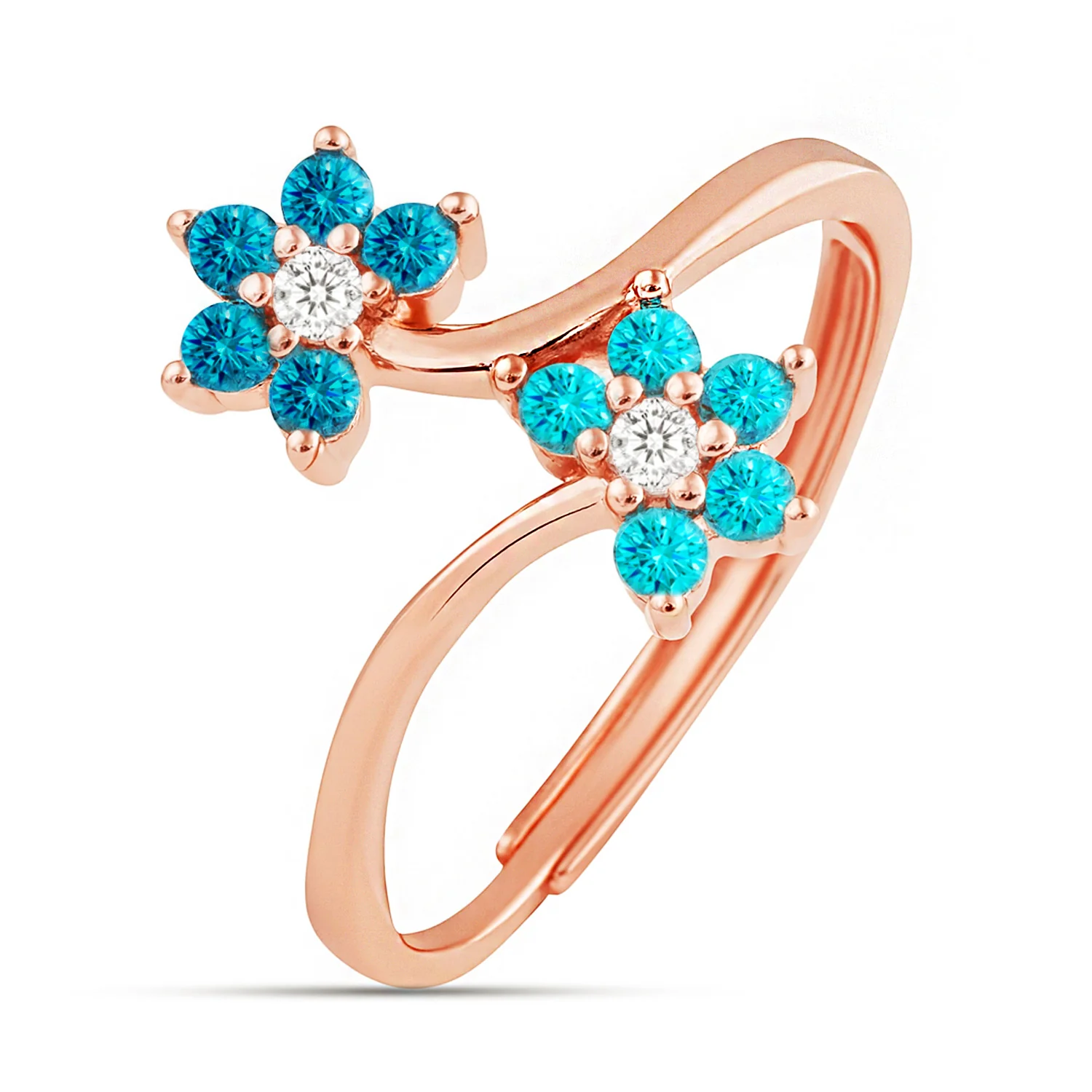 The Summer Sky Blooms Rose Gold Plated Ring (Adjustable) - Image 4