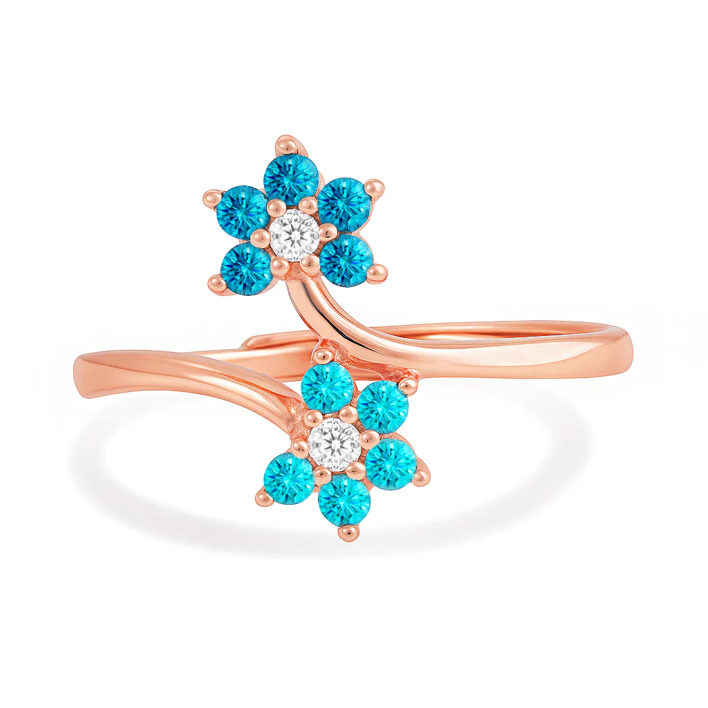 The Summer Sky Blooms Rose Gold Plated Ring (Adjustable) - Image 5