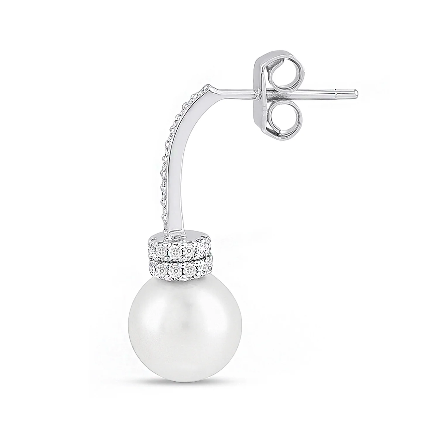 Graceful Pearl Silver Rhodium Plated Earrings - Image 6