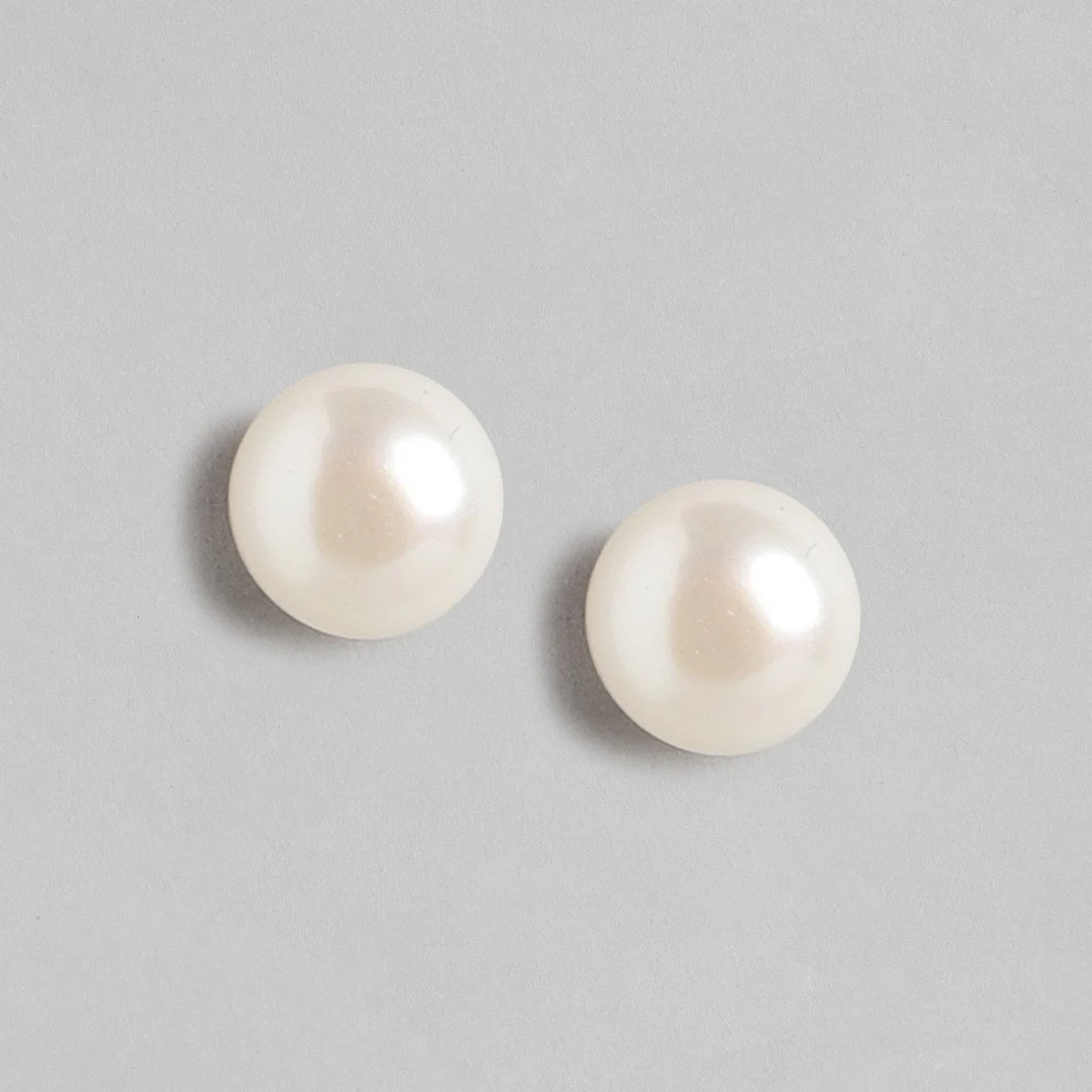 Rose Gold Plating Delicate Dot Pearl 925 Silver Earrings ( 8mm Pearl ) - Image 4