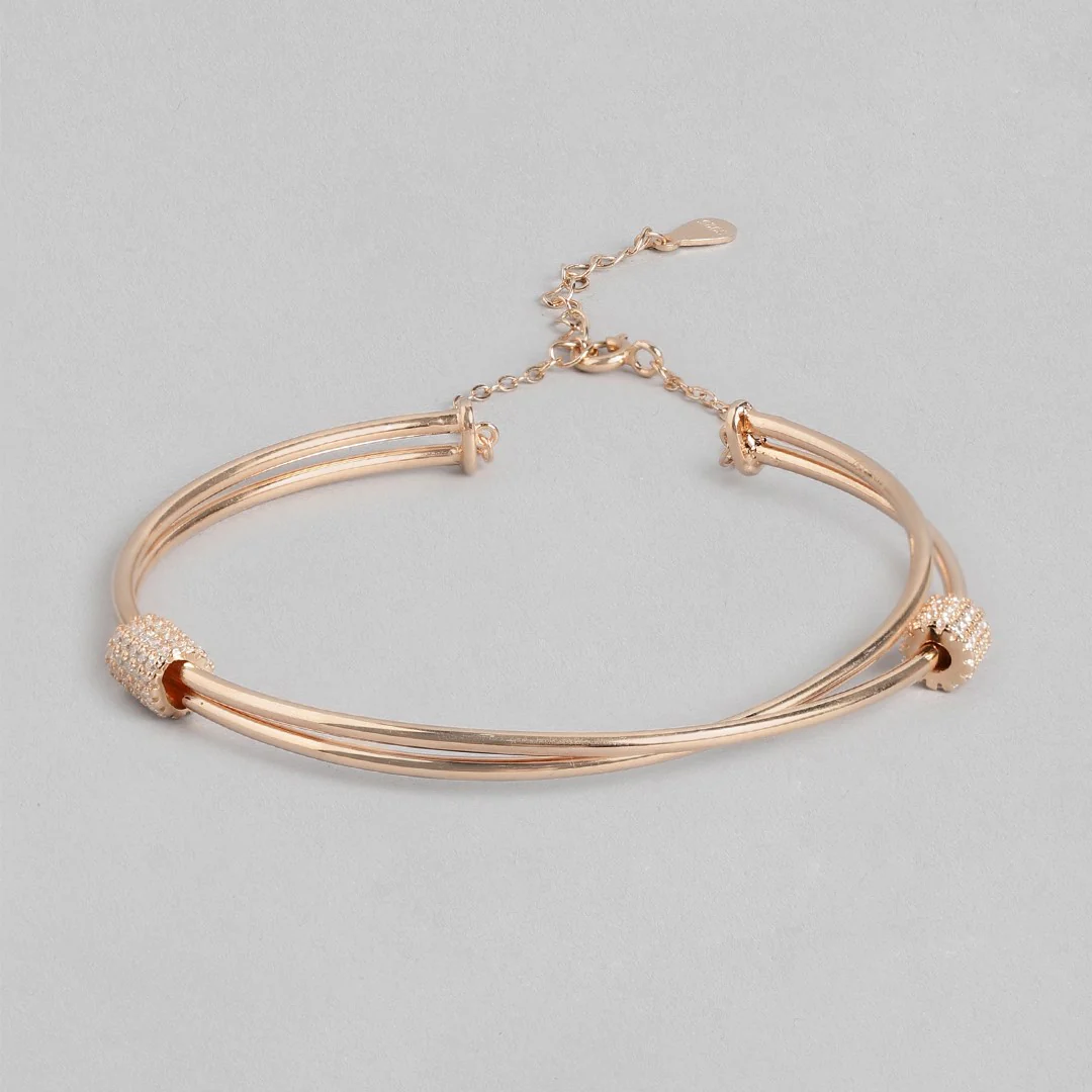 Rose Gold Radiance 925 Sterling Silver Bracelet with Cubic Zirconia - Image 4