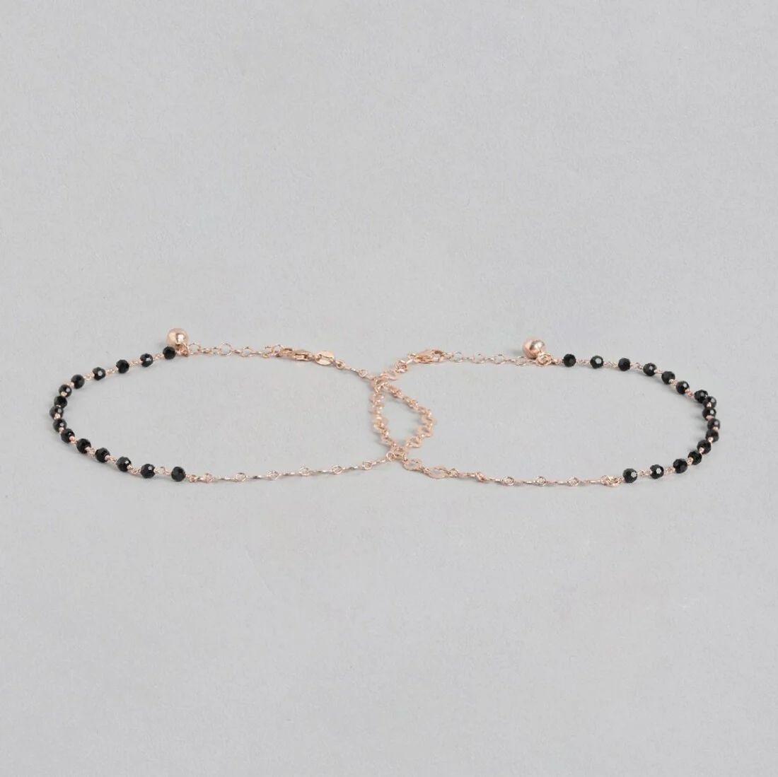 Rose Gold Radiance Beaded Chain Anklet in 925 Sterling Silver - Image 10
