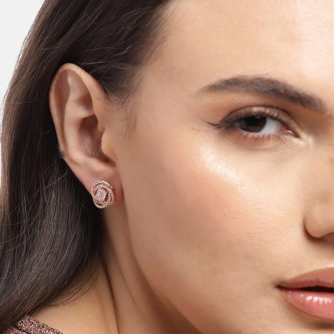 Rose Gold Radiance Cubic Zirconia 925 Sterling Silver Earrings - Image 2