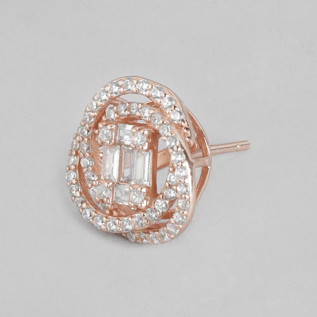 Rose Gold Radiance Cubic Zirconia 925 Sterling Silver Earrings - Image 4