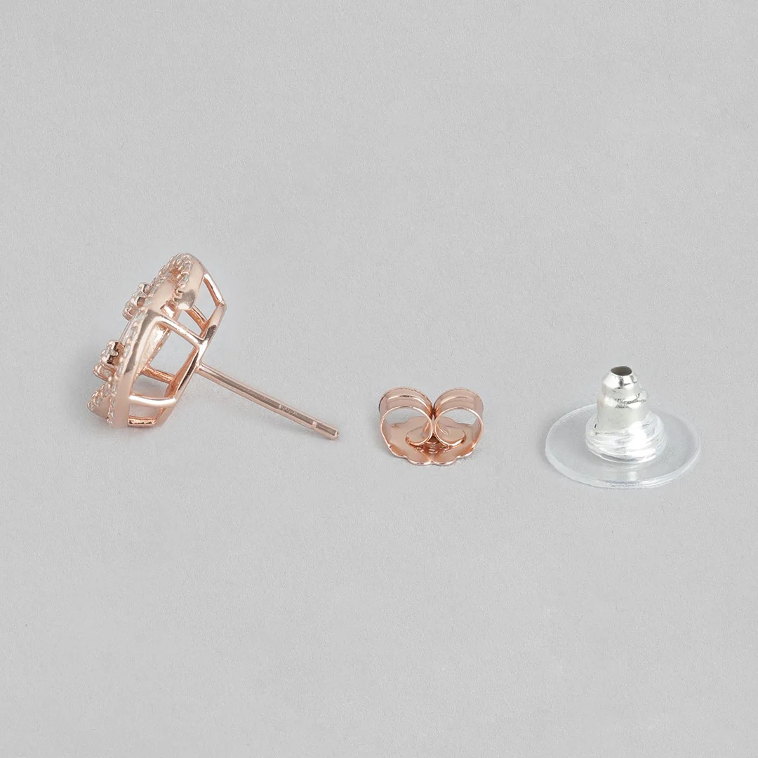 Rose Gold Radiance Cubic Zirconia 925 Sterling Silver Earrings - Image 5