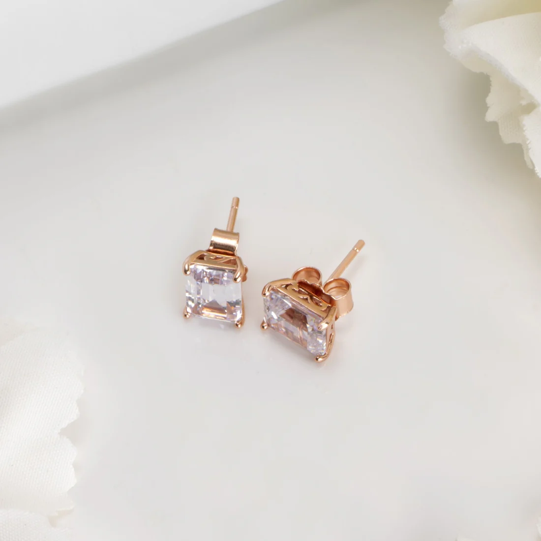 Rose Gold Radiance 925 Sterling Silver CZ Earrings - Image 3