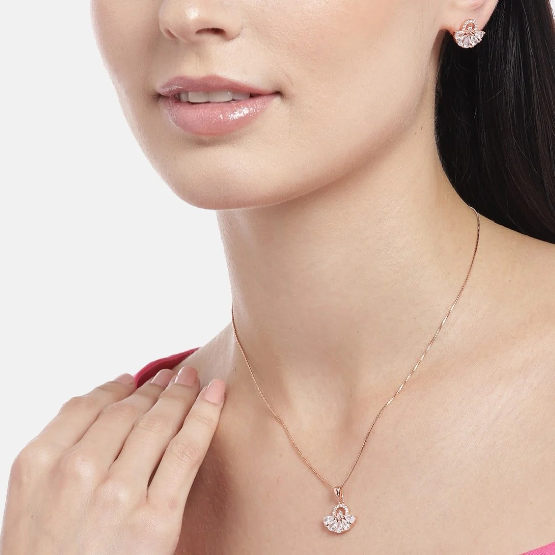 Radiance CZ Rose Gold-Plated 925 Sterling Silver Jewelry Set - Image 2