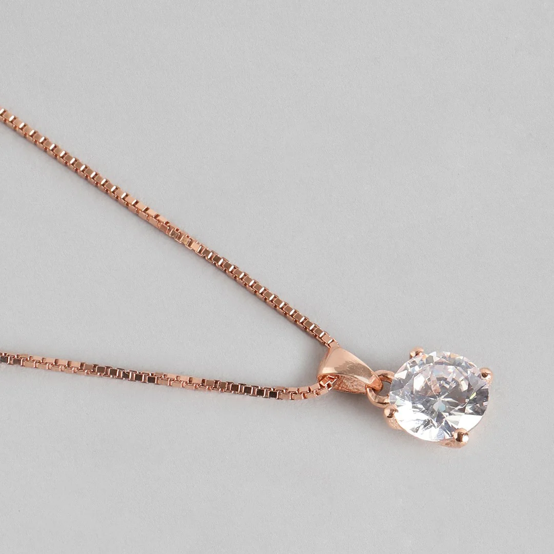 Rose Gold Solitaire 925 Sterling Silver Jewelery Set - Image 7