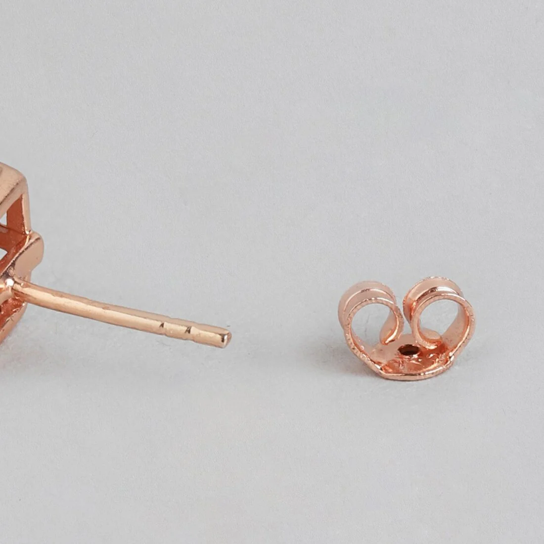 Rose Gold Sparkle 925 Sterling Silver CZ Stud Square Earrings - Image 5