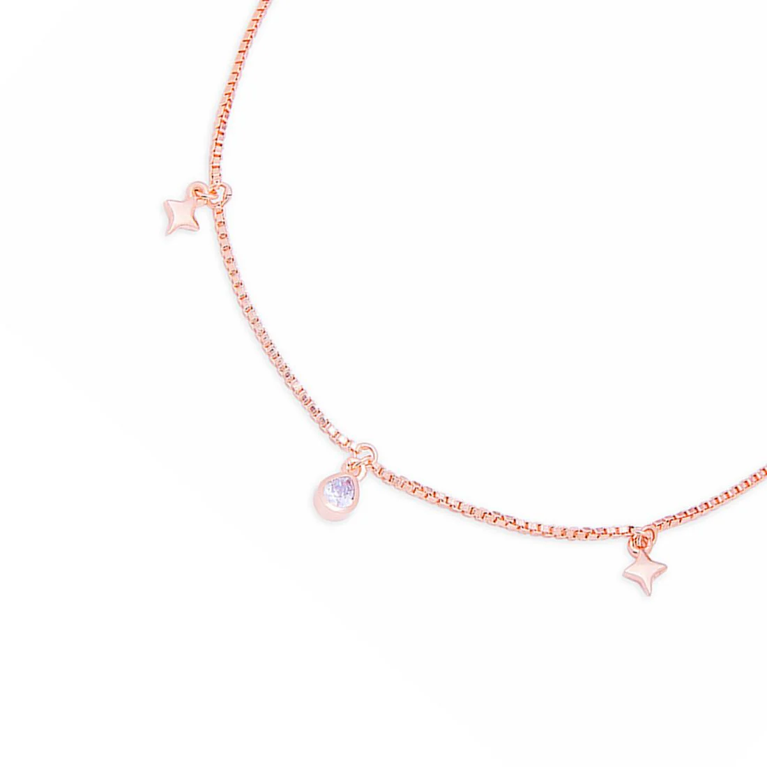 Star Charms Rose Gold Plated 925 Sterling Silver Anklets - Image 9