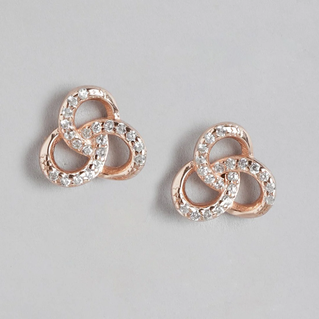 Rose Gold Tangle 925 Sterling Silver Earrings with Cubic Zirconia Accents - Image 4
