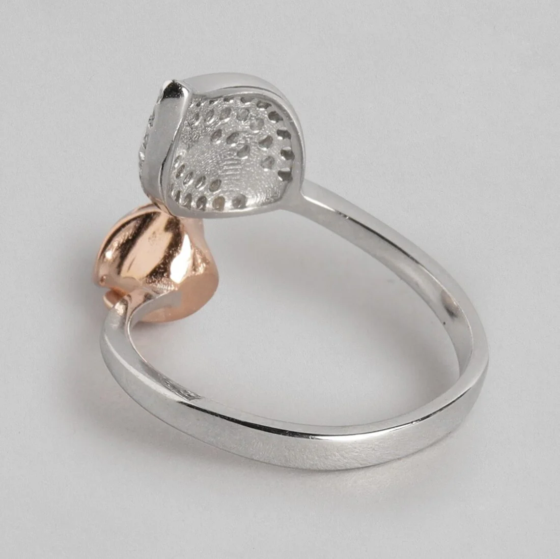 Rose Leaf Rhodium Plated 925 Sterling Silver Ring (Adjustable) - Image 7