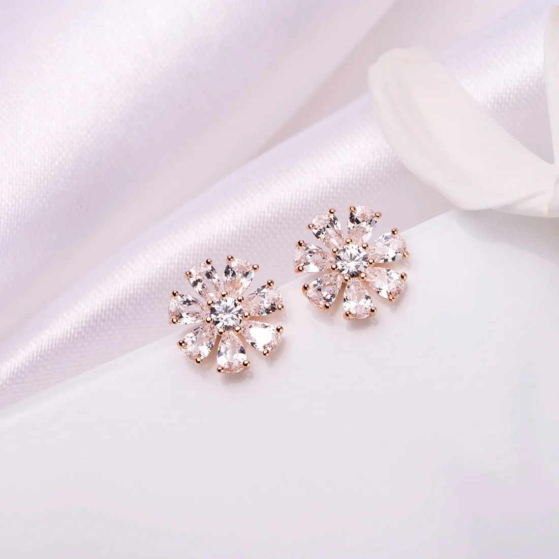 Rose Petal Radiance 925 Sterling Silver Rose Gold Plated Earrings