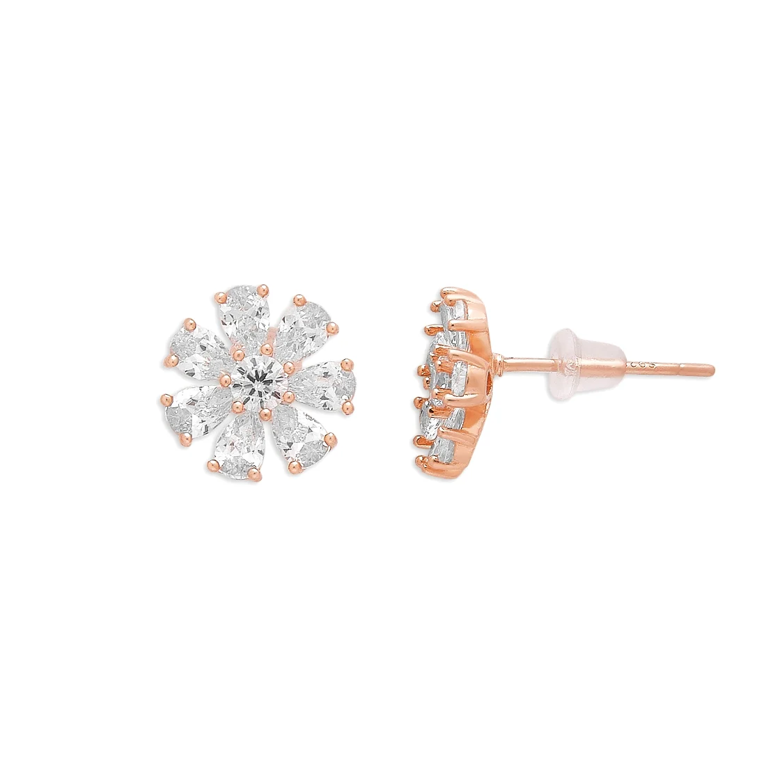 Rose Petal Radiance 925 Sterling Silver Rose Gold Plated Earrings - Image 3