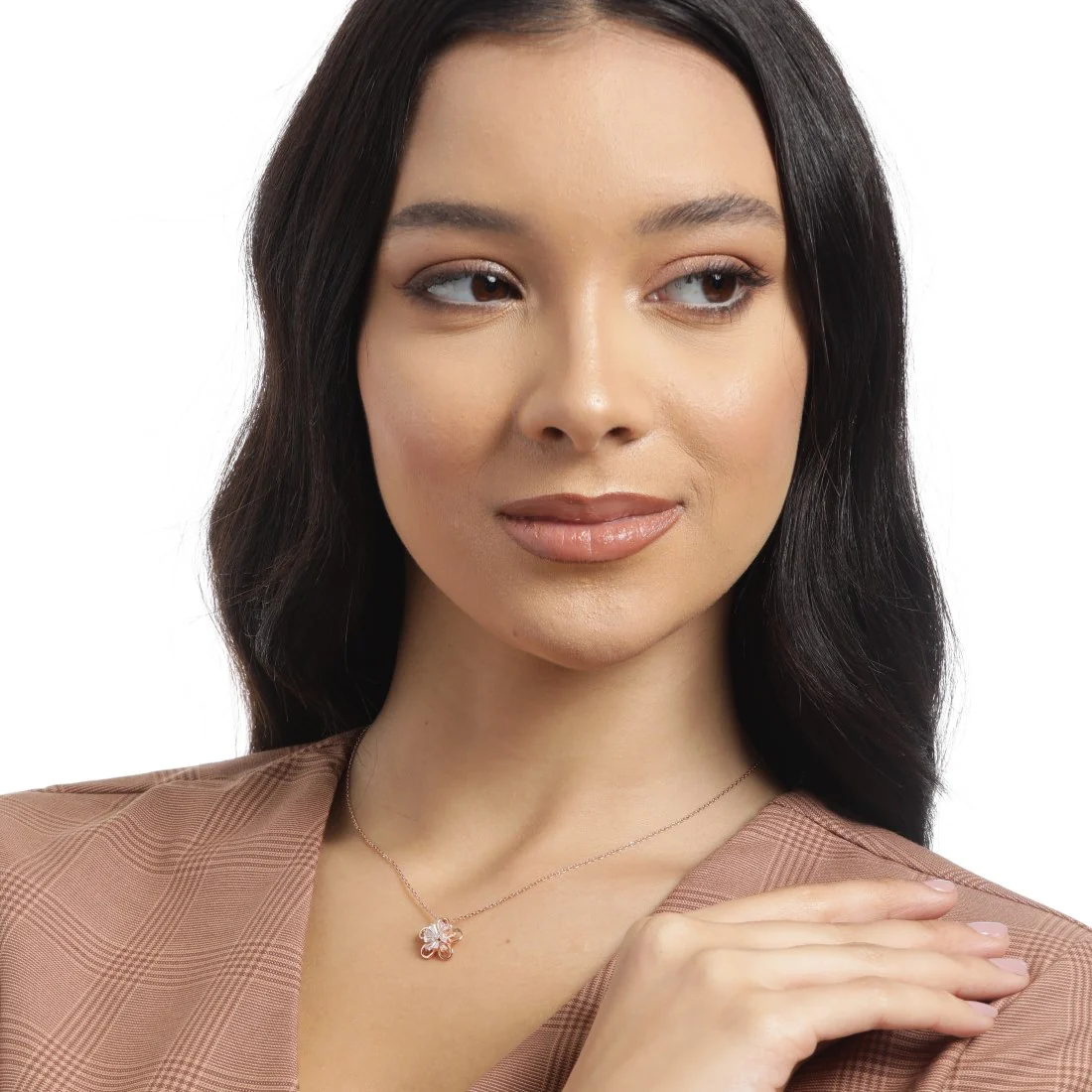 Rose Petal Radiance Rose Gold-Plated 925 Sterling Silver Necklace - Image 2