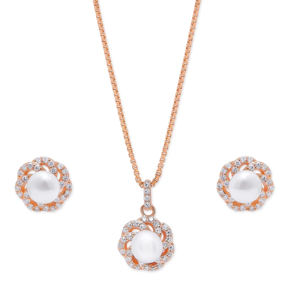 Rose Petal Serenade Rose Gold Plated 925 Sterling Silver Jwellery Set - Image 3