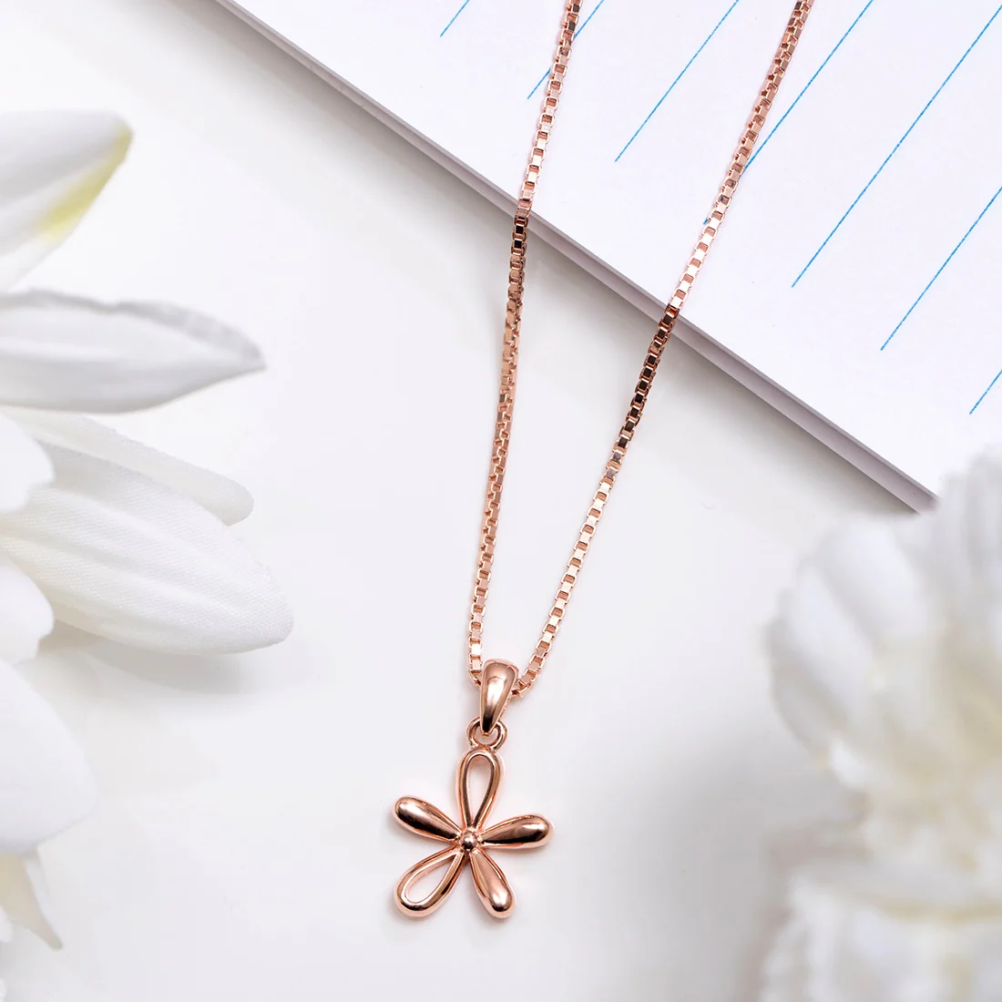 Rose Petal Sparkle Rose Gold Plated 925 Sterling Silver Pendant